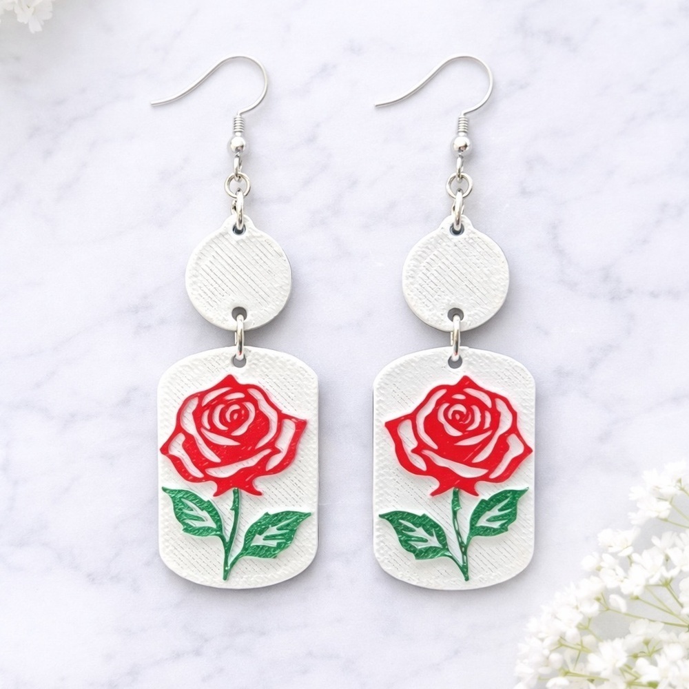 Red Rose Earrings - Picture 1 of 5